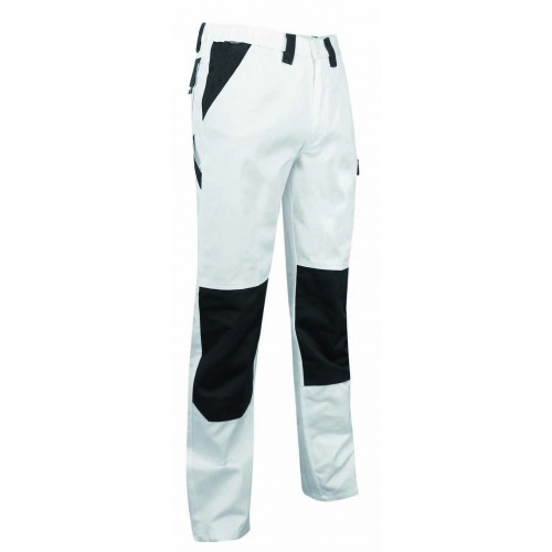 PANTALON BICOLORE PEINTRE BLANC/GRIS - CREPI